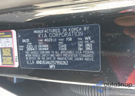 2025 Kia Soul Gt-Line z USA, uszkodzony, nr VIN KNDJ53AU7S7950262